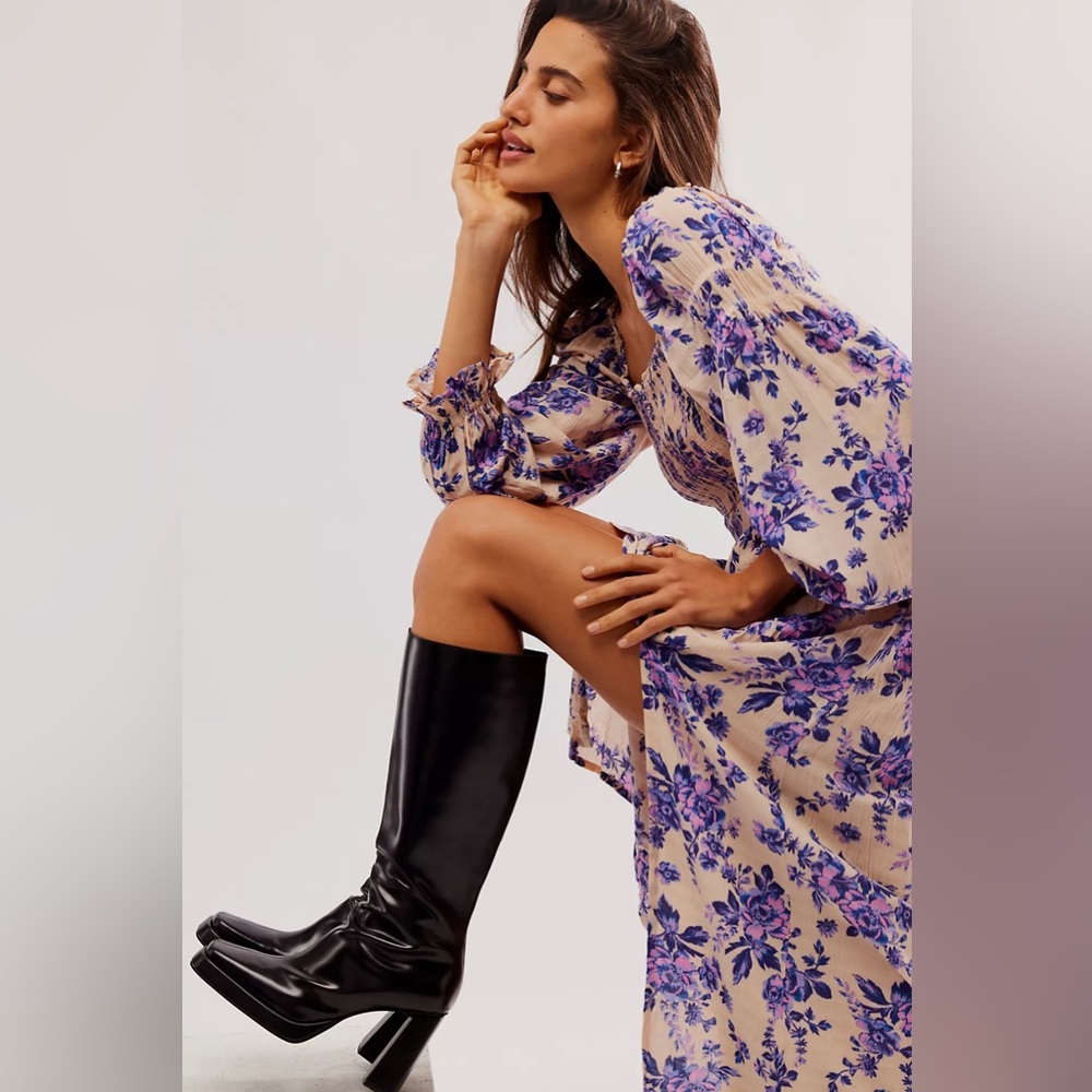 Free People Jaymes Midi Dress In Iris Combo Pink Purple Revolve Small Boho Chic